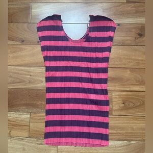 Pleats Please Issey Miyake Japan Striped Pink Top Blouse Sz 4